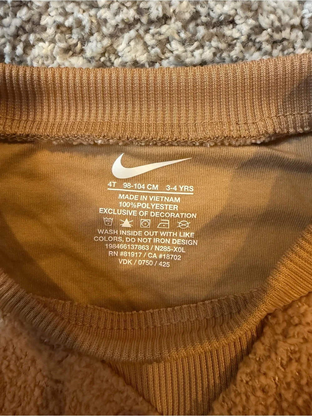 Nike Tan Sherpa Sweatshirt and Joggers Set with White Swoosh